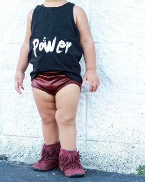 Faux Leather Shorties - Burgundy