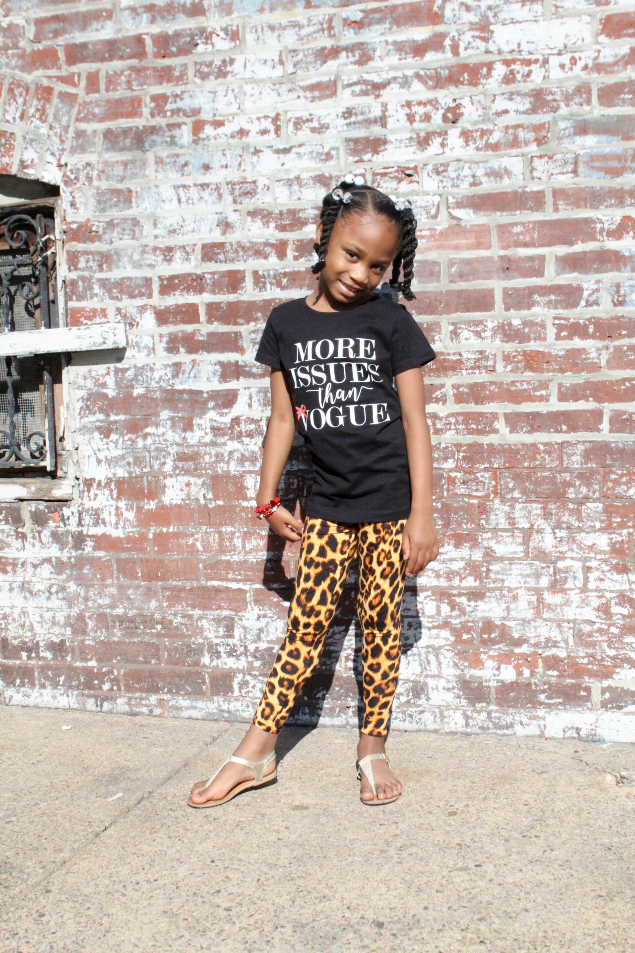 Kids leopard print leggings with elastic waistband, part of Mommy and Me matching set by Mackenzie Madison of Philadelphia

