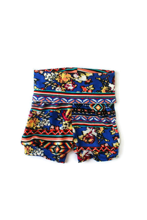 baby girl tribal printed blue shorts