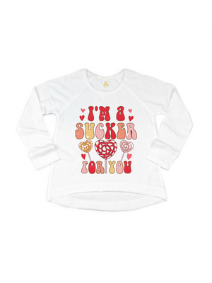 I'm a Sucker For You Girls Long Sleeve Valentine's Day Theme Shirt