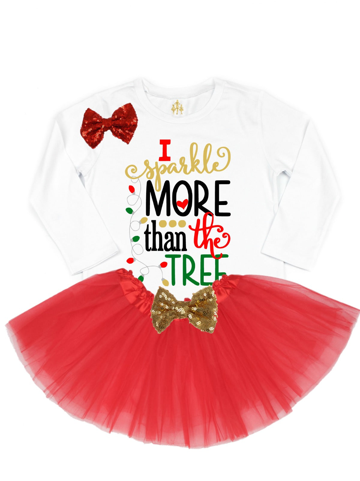 Girls Christmas tutu outfit that says I Sparkle more than the tree