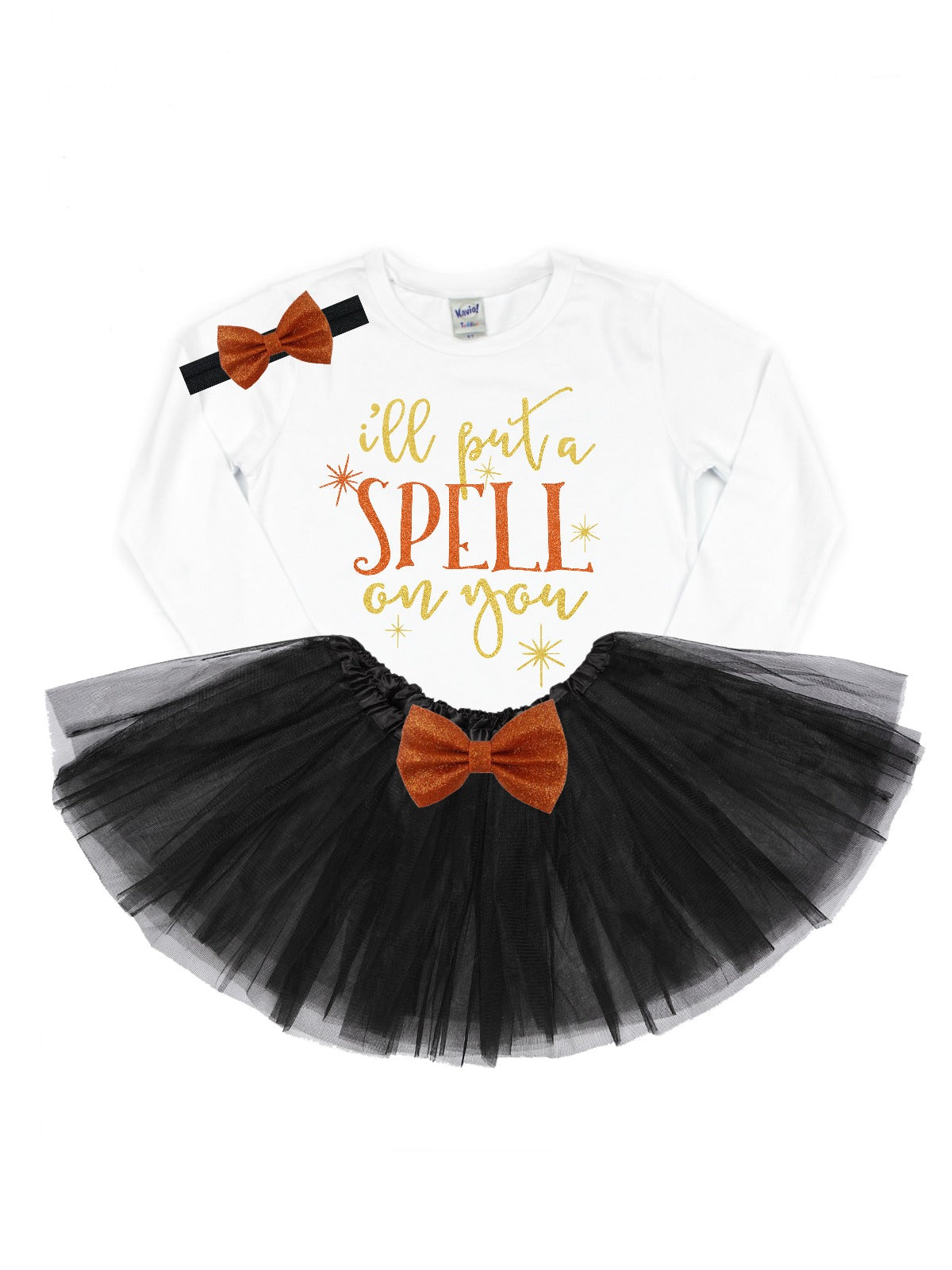 Long Sleeve White Girls Ill Put a Spell on You Tutu Outfit