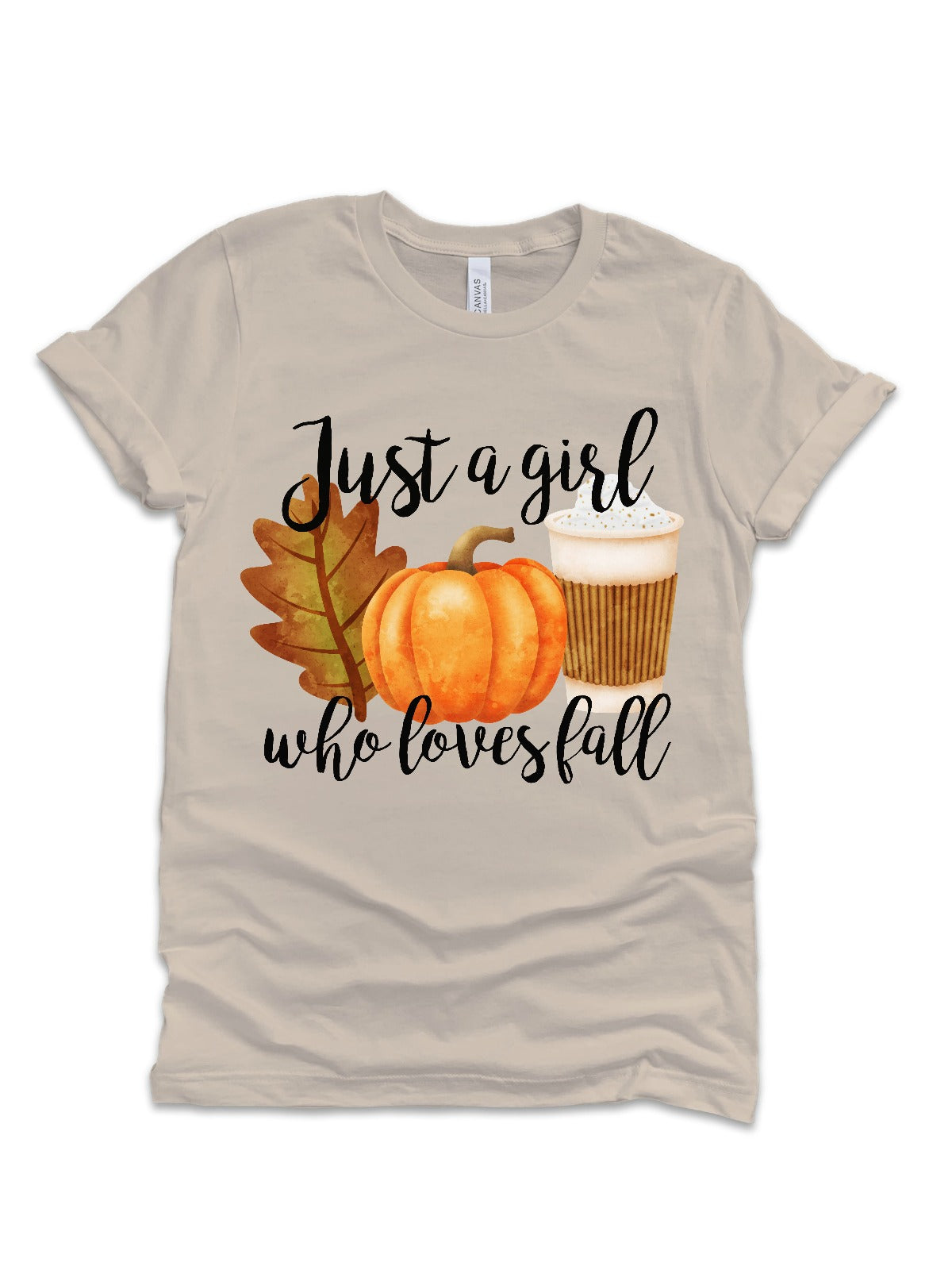just a girl who loves fall womens tan shirt