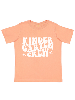 Kindergarten Crew Kids First Day of School Shirt in Peach Orange