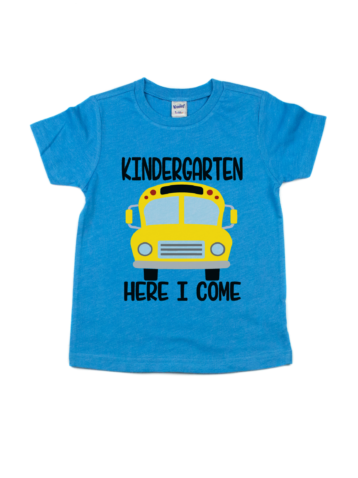 Kindergarten Here I Come School Bus Shirt in Blue