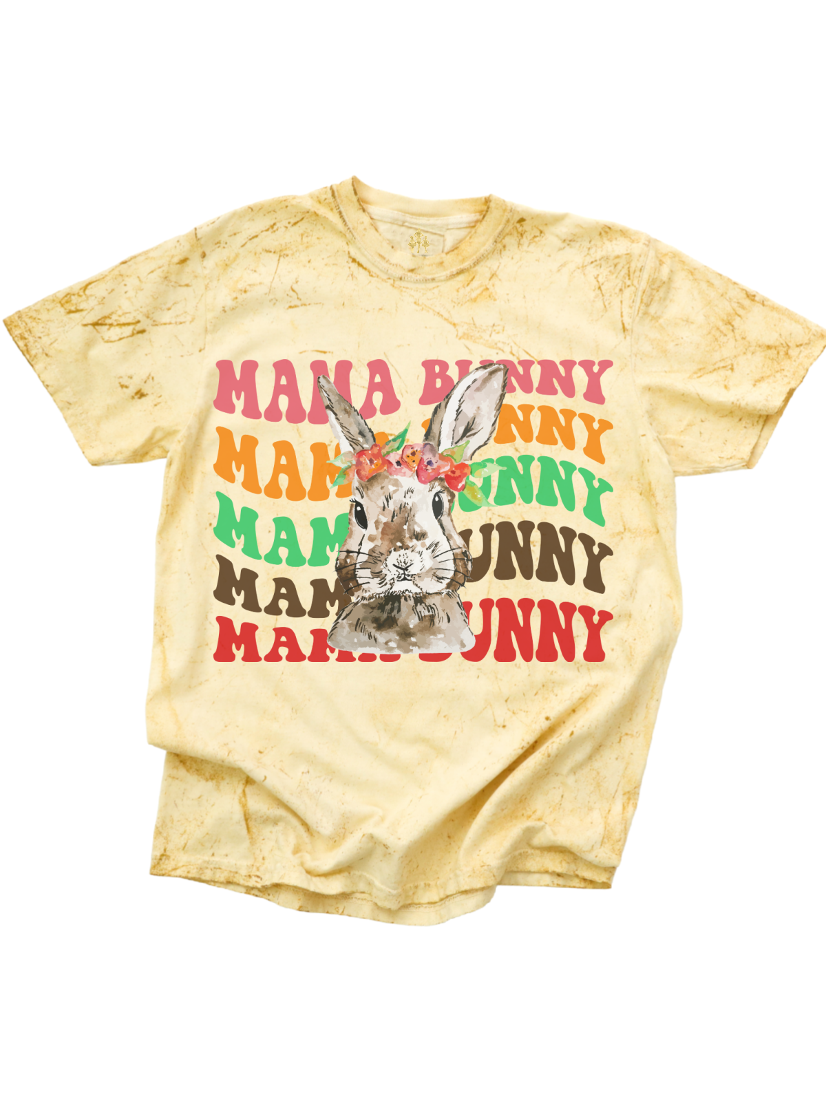 Mama Bunny Women's Yellow Tie Dye Easter Shirt
