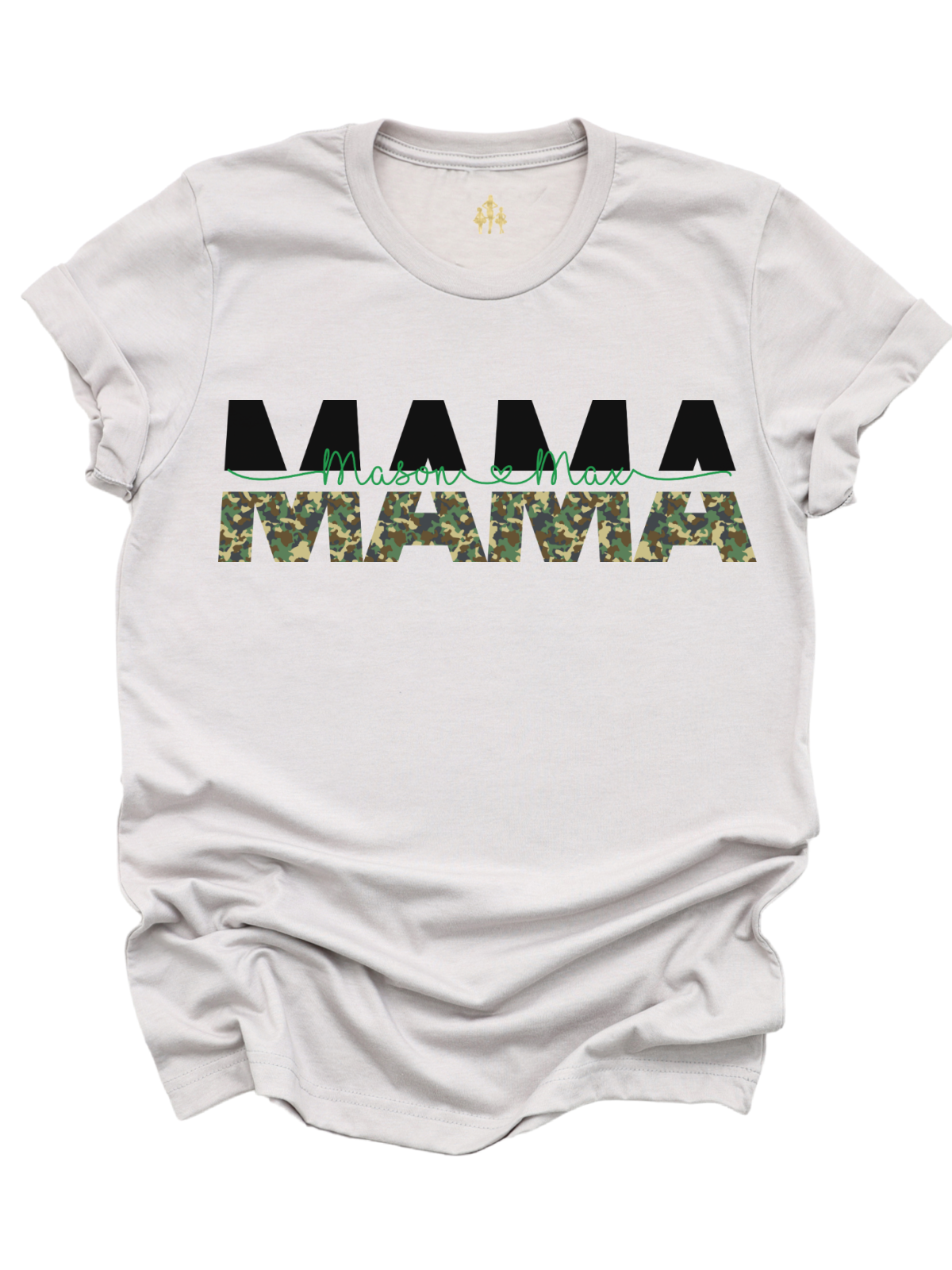 Custom Mama Boys Camo T Shirt in Ash Gray