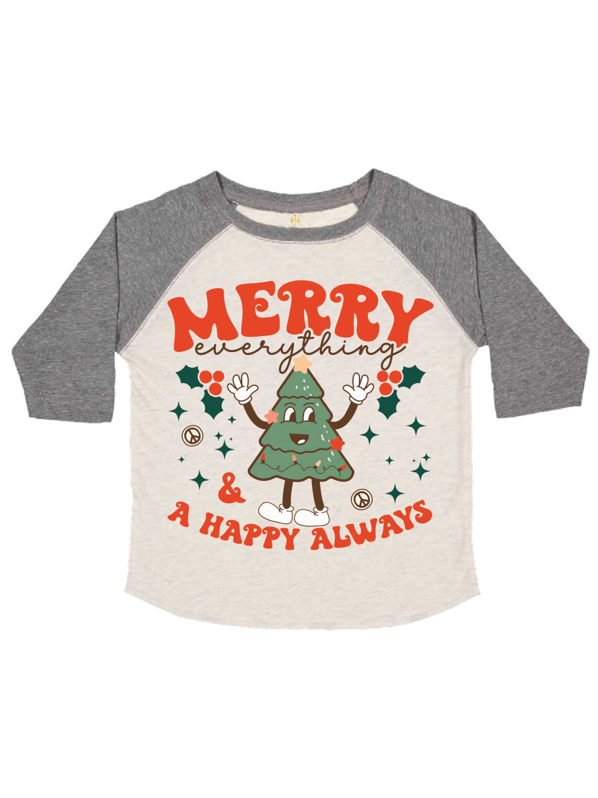Merry Everything A Happy Always Kids Retro Christmas Tree Shirt