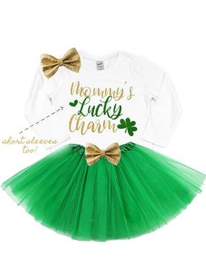 mommys lucky charm baby girl tutu outfit 