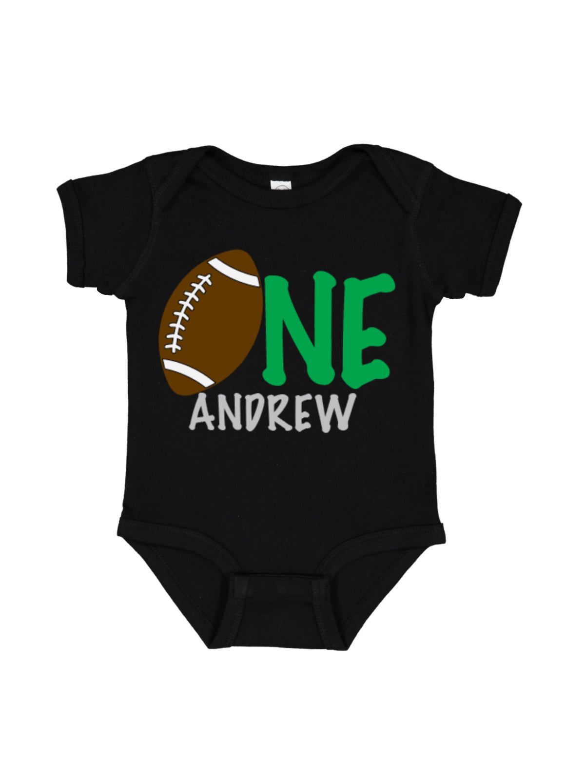 black ONE personalized football shirt for baby boy