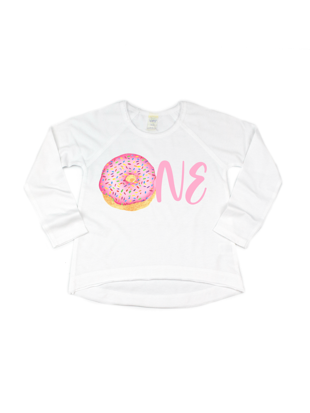 girls long sleeve pink donut ONE shirt