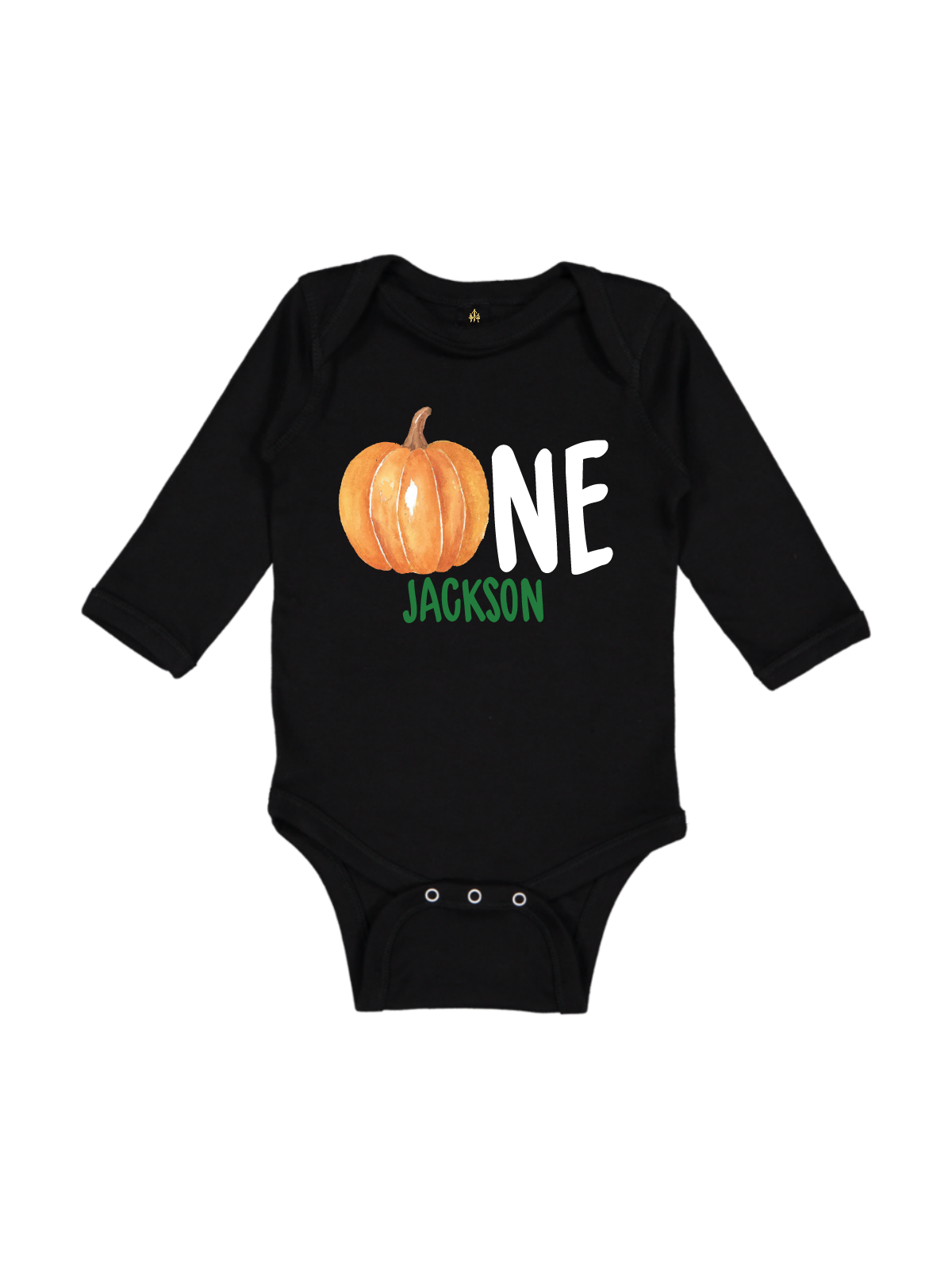 ONE pumpkin baby bodysuit long sleeve in black