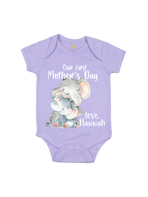 our first mother's day elephant baby bodysuit