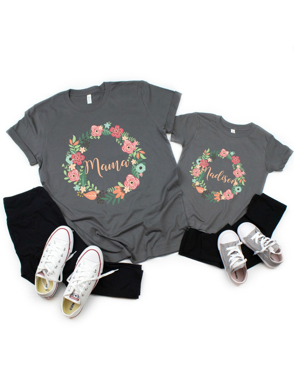 Peach Wreaths Mommy & Me T-Shirt Set