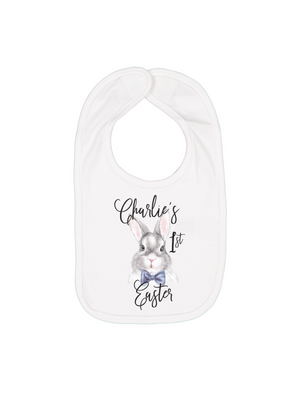 Baby Boy's First Easter Bib in White