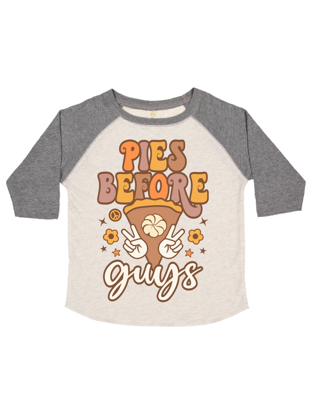 Pies before Guys Kids Thanksgiving Raglan Shirt