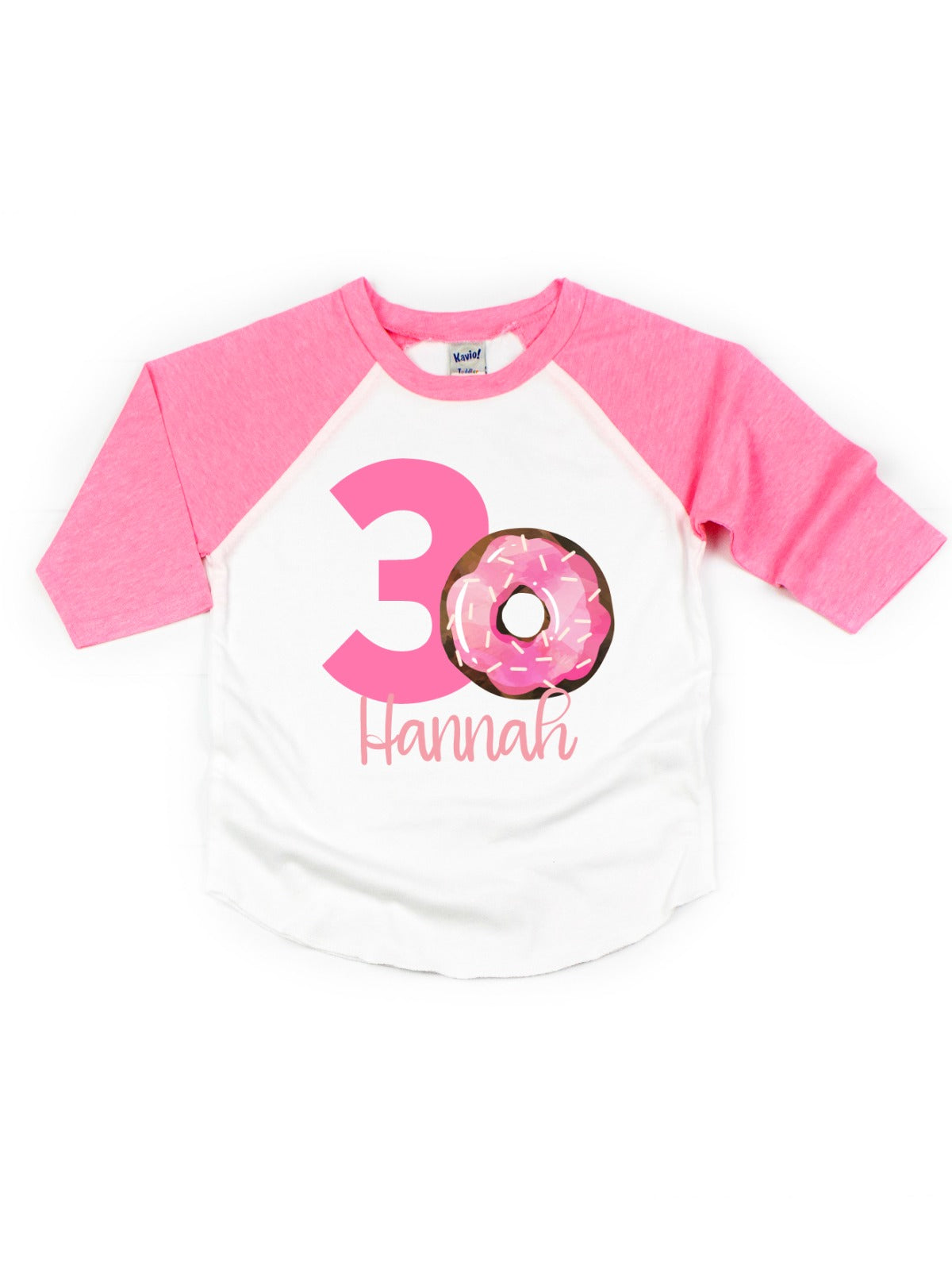 personalized birthday donut raglan shirt