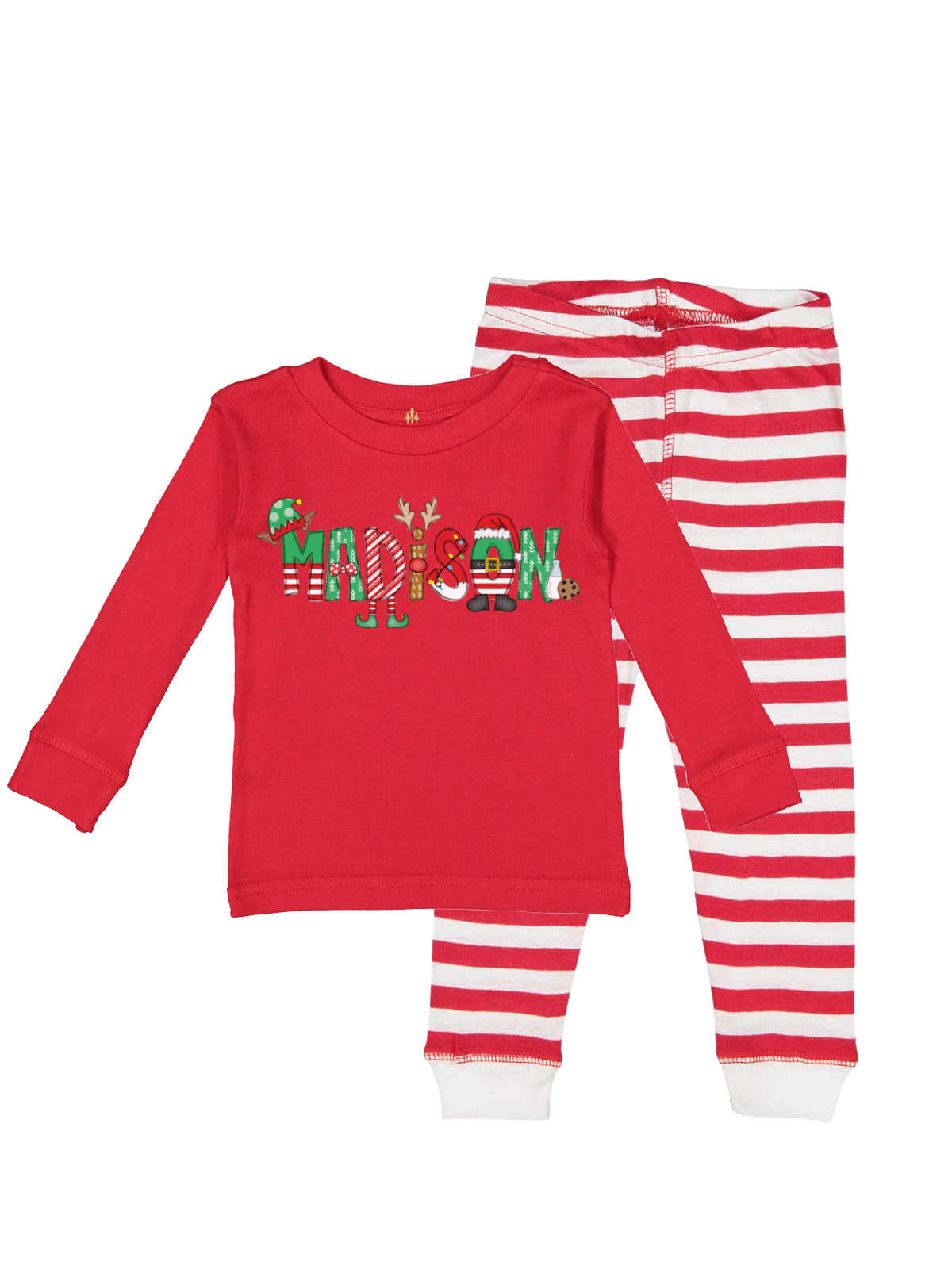 Kids Custom Christmas Pajamas Red and Stripes