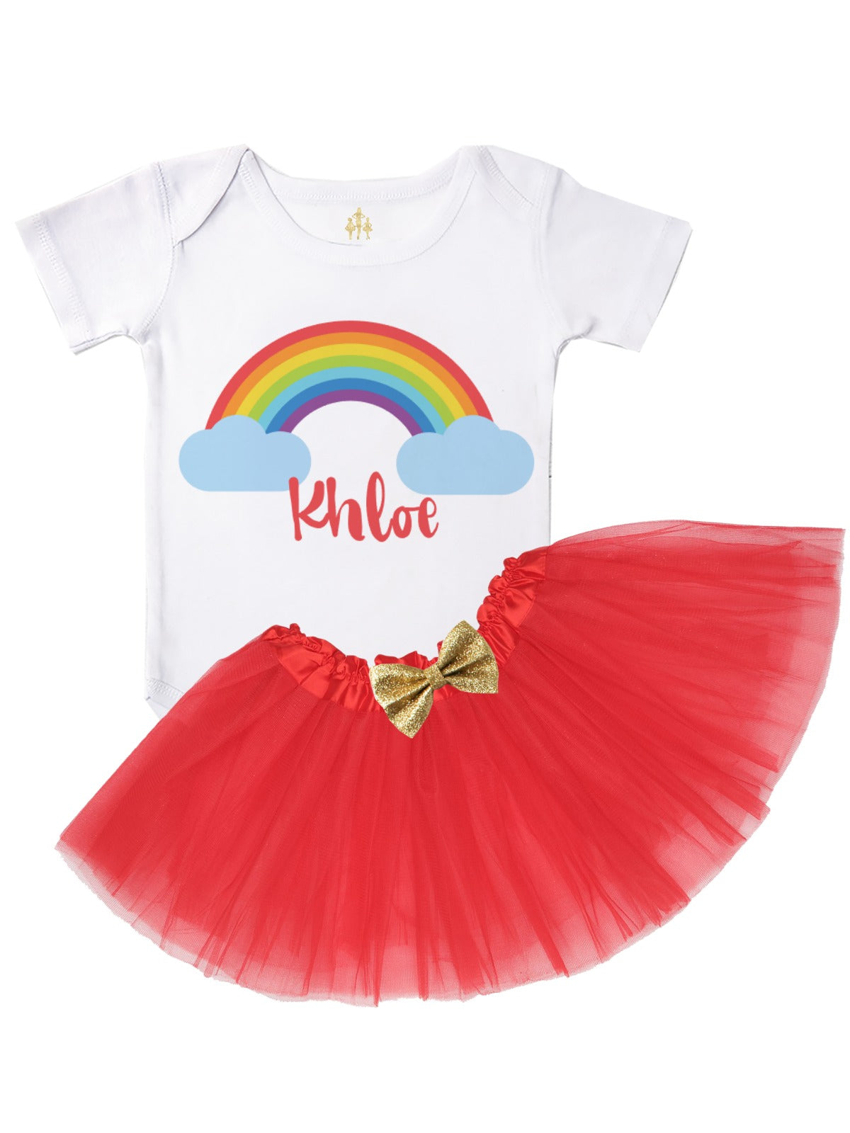 Personalized Rainbow Tutu Outfit in Red