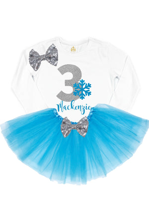 girls personalized silver and blue tutu outfit