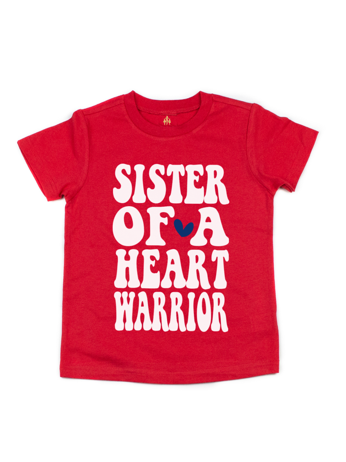 Sister of a Heart Warrior Kids CHD Awareness Shirt in Red