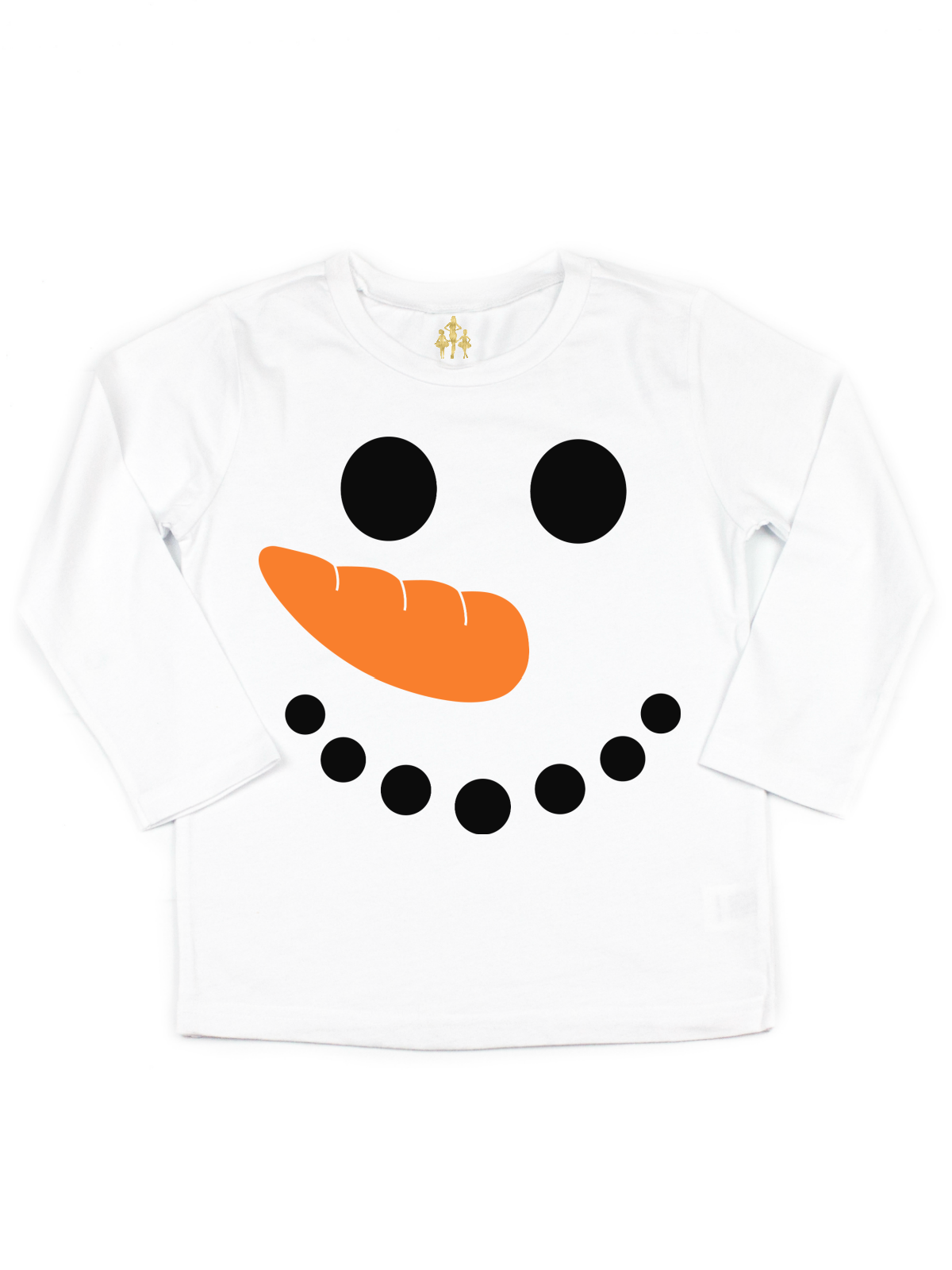 short sleeve white kids snowman face shirt
