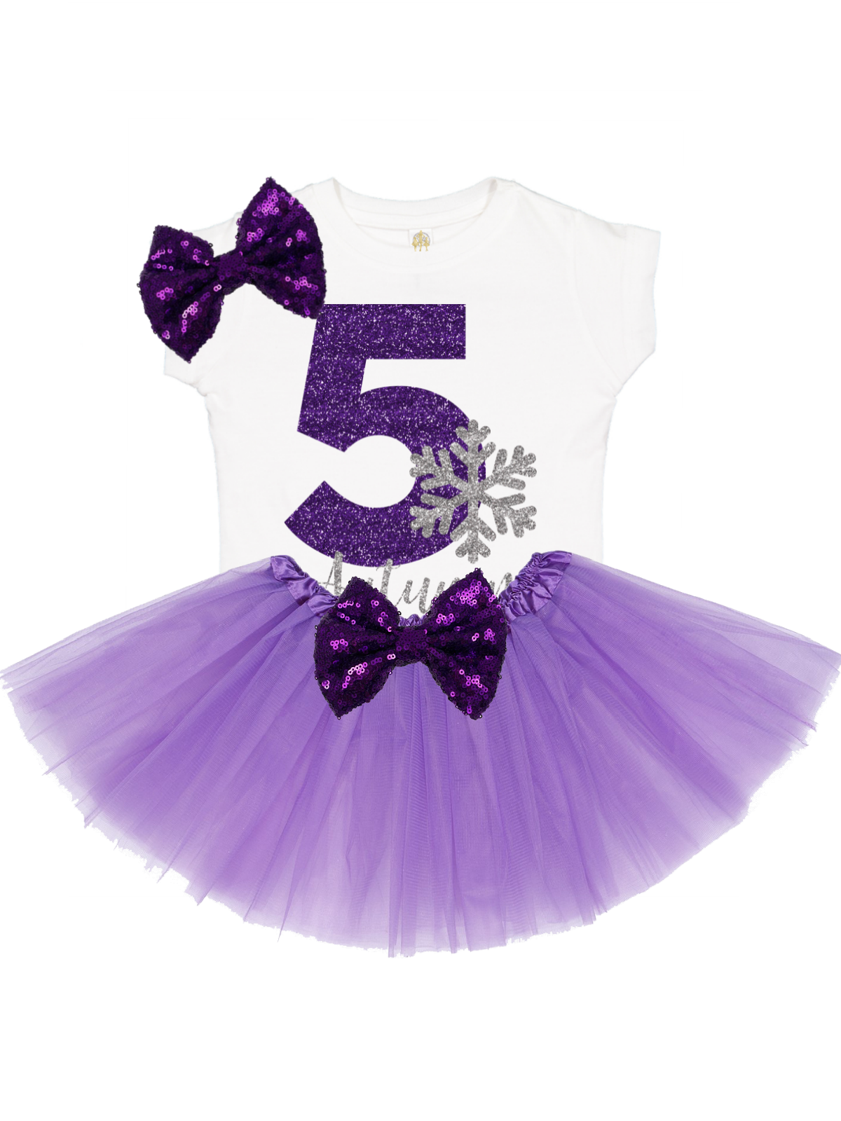 girls purple and silver snowflake tutu outfit