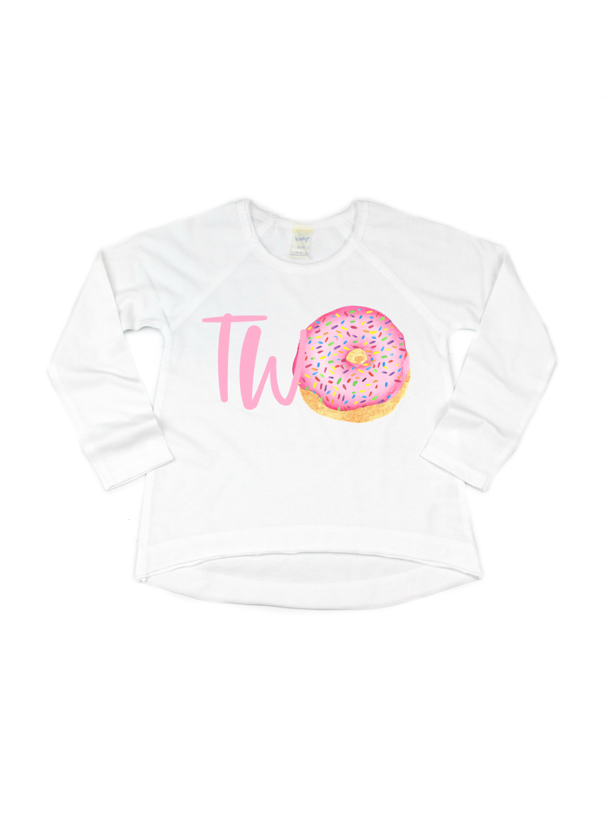 TWO pink sprinkles donut shirt long sleeve