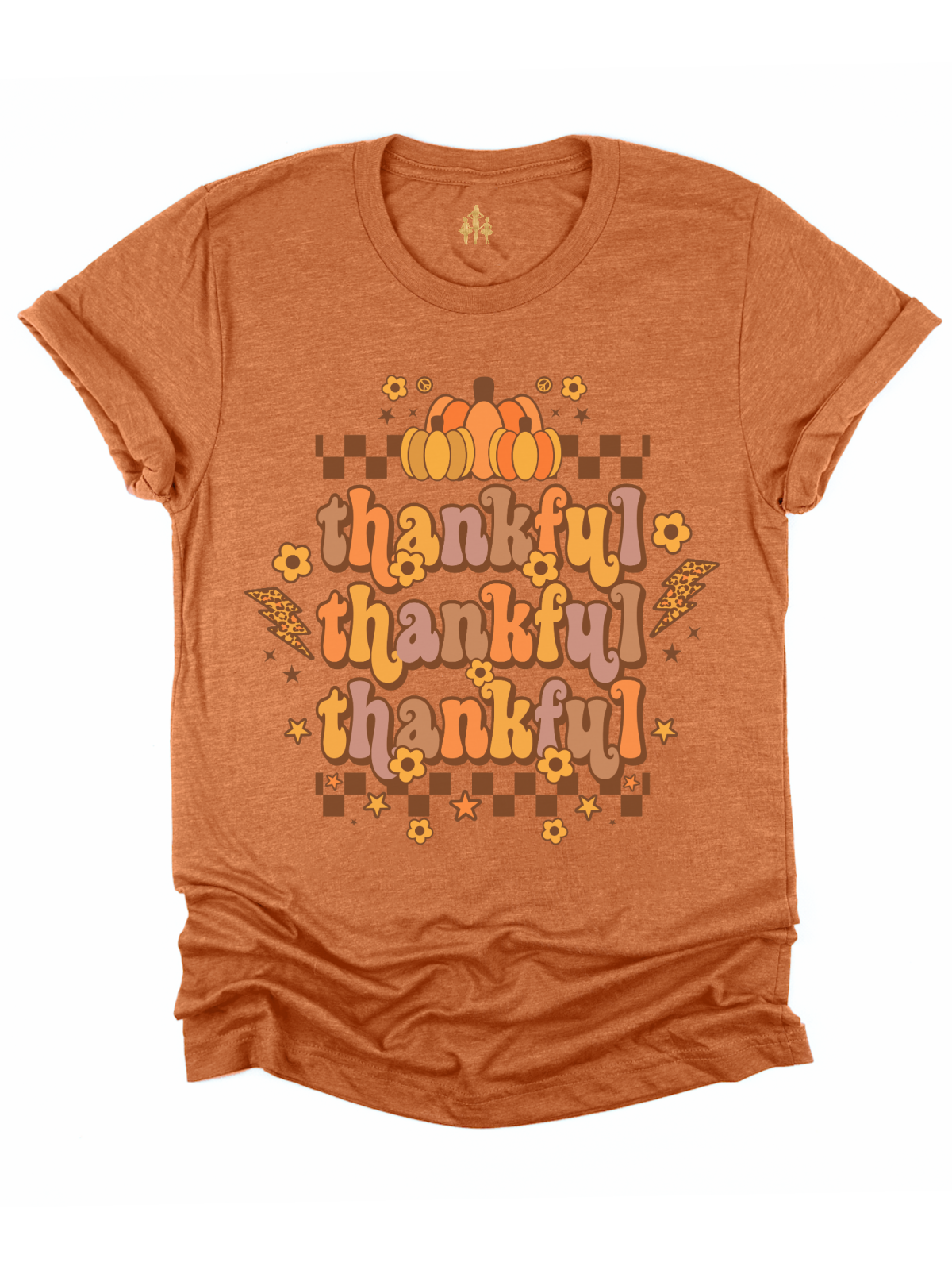 Thankful Women's Fall Thanksgiving Day Shirt in Orange