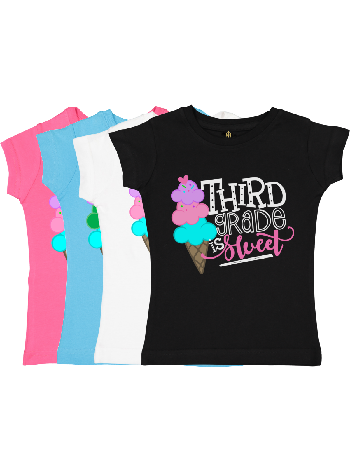 Third Grade is Sweet Girls First Day of School Shirts in Black, White, Blue, and Pink
