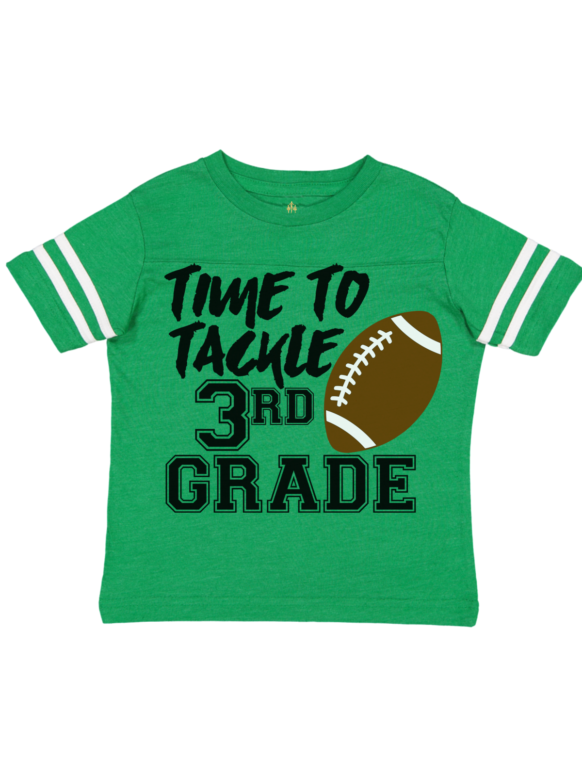 Time to Tackle 3rd Grade Boys Football Shirt in Green and White