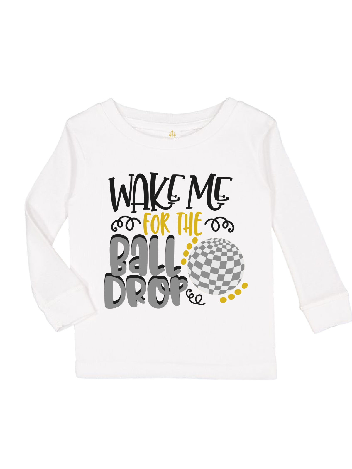 Wake me for the ball drop kids NYE 2023 pajamas set