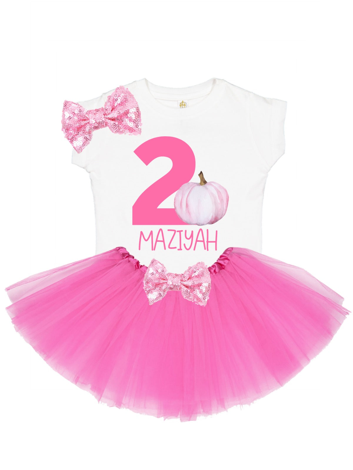 girls personalized pink pumpkin tutu outfit