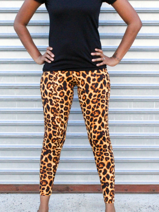 adult leopard print leggings with high waist, part of Mommy and Me matching set by Mackenzie Madison of Philadelphia