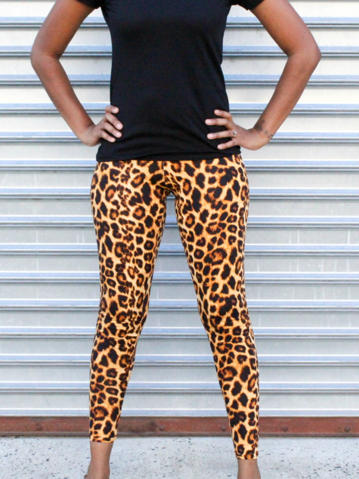 Brown Leopard Women's Yoga Leggings, Animal Print Ladies' Long Tights-Made  in USA/EU/MX