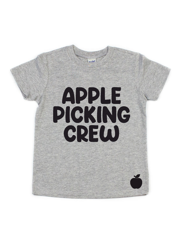 heather gray apple picking shirt for kids