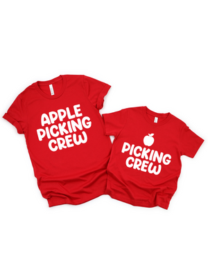Apple Picking Crew Matching Family Shirts in Red