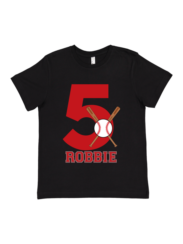 black baseball birthday shirt