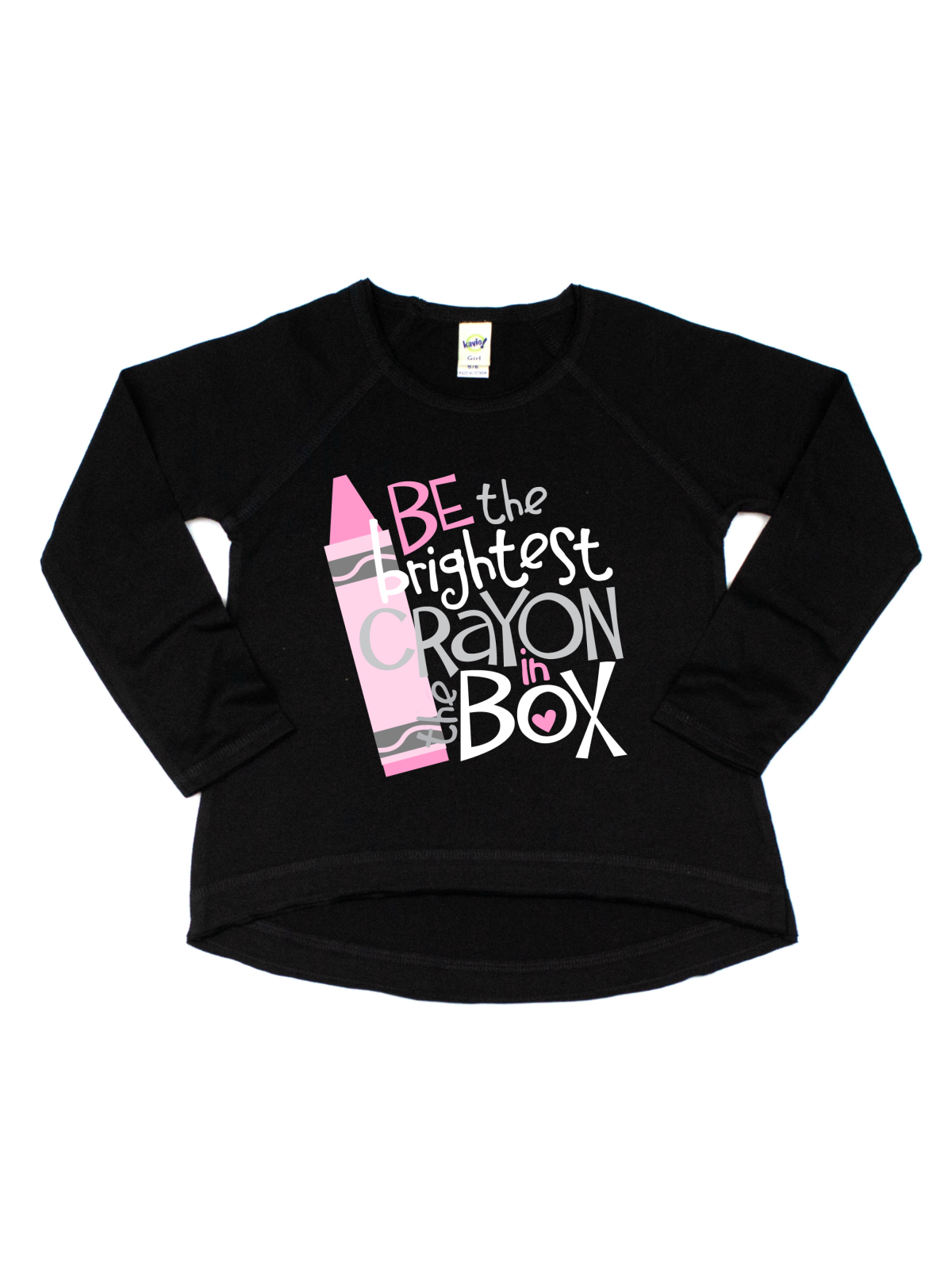 Be the Brightest Crayon in the Box Girls Long Sleeve Shirt - Pink & Black