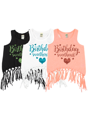 birthday sweetheart fringe shirts