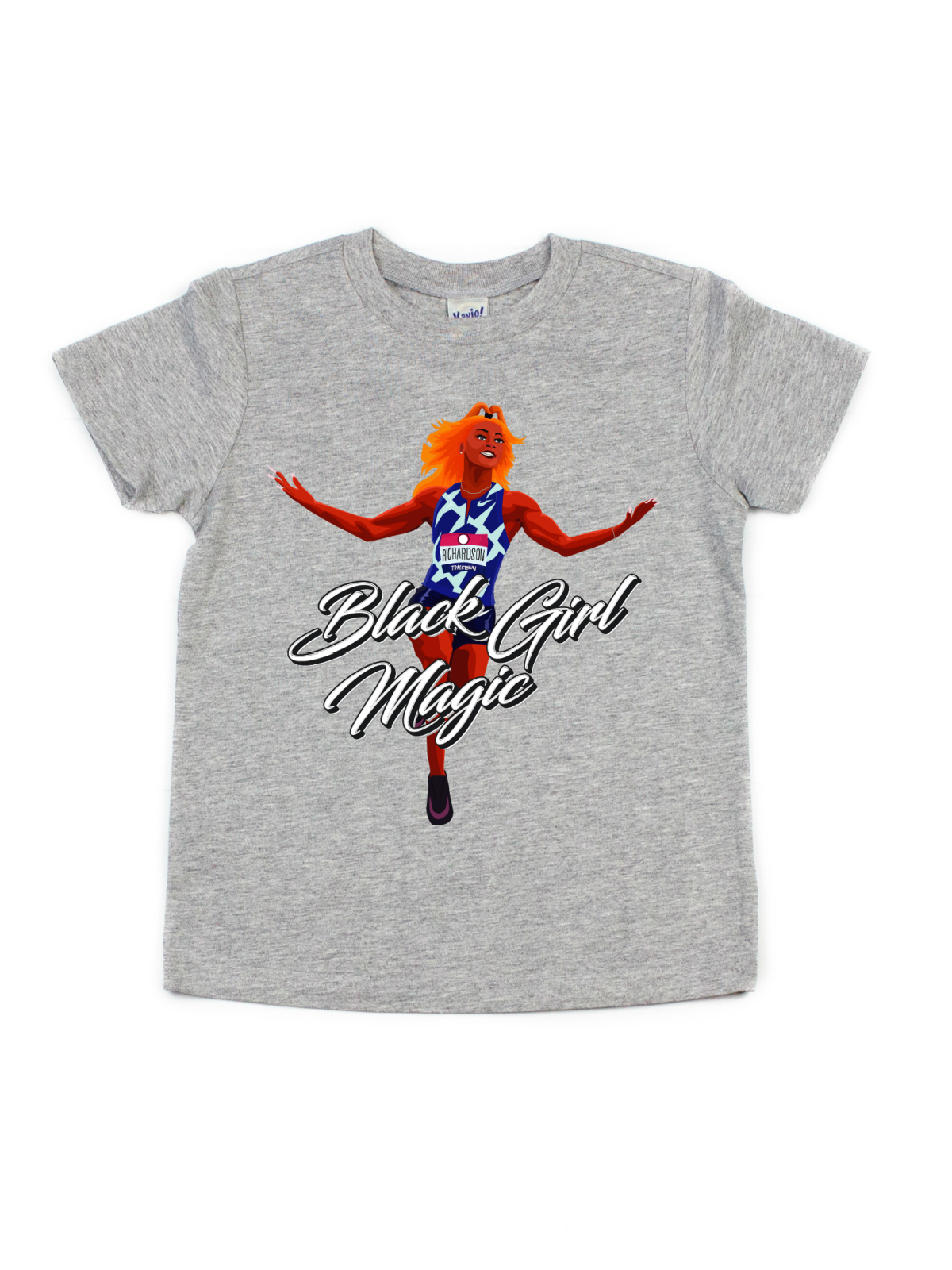 Black Girl Magic Sha'Carri Kids Tee - Heather Gray, White, & Black