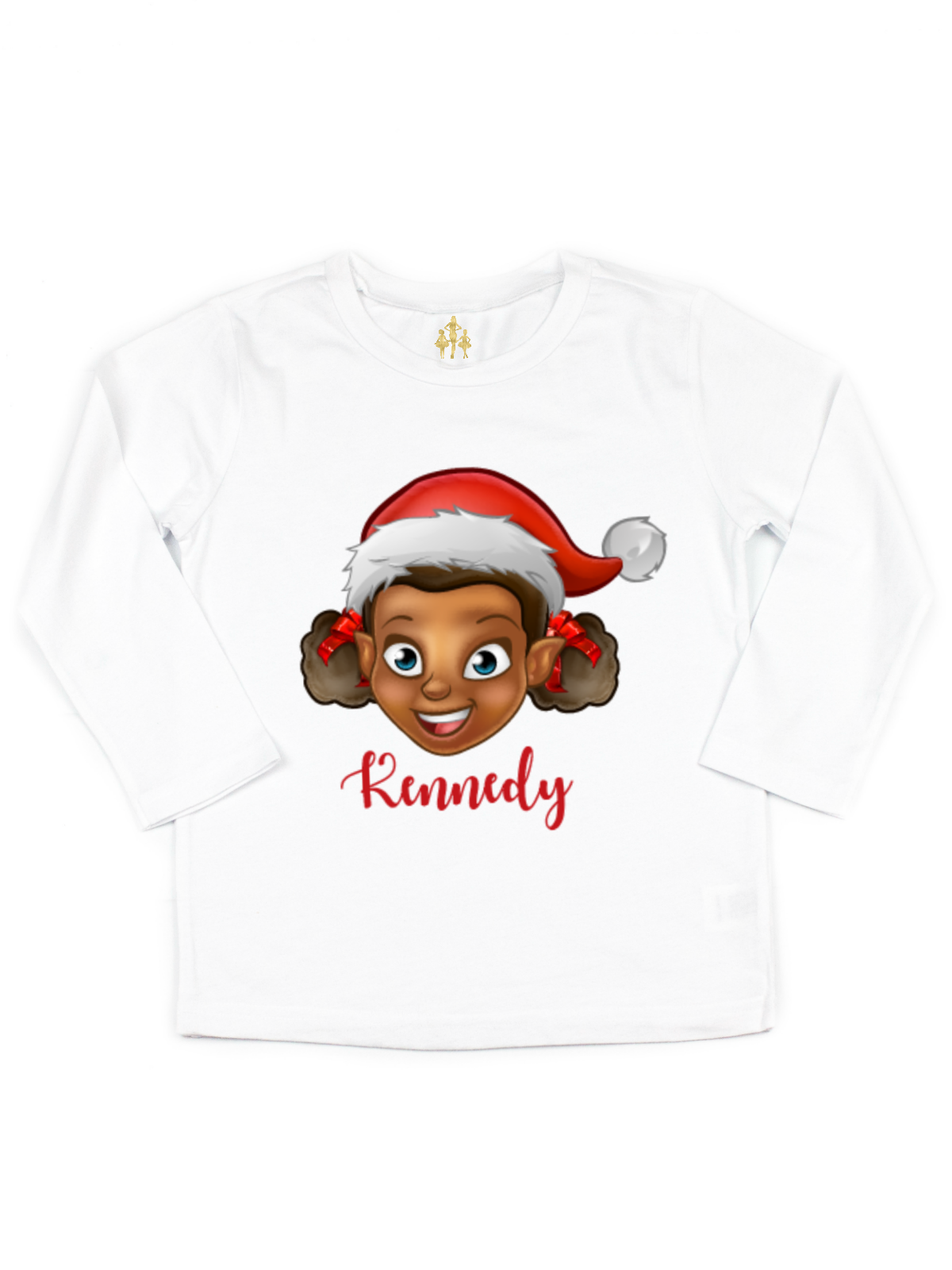 black girl elf in santa hat kids shirt