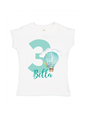 personalized green and blue girls birthday shirt