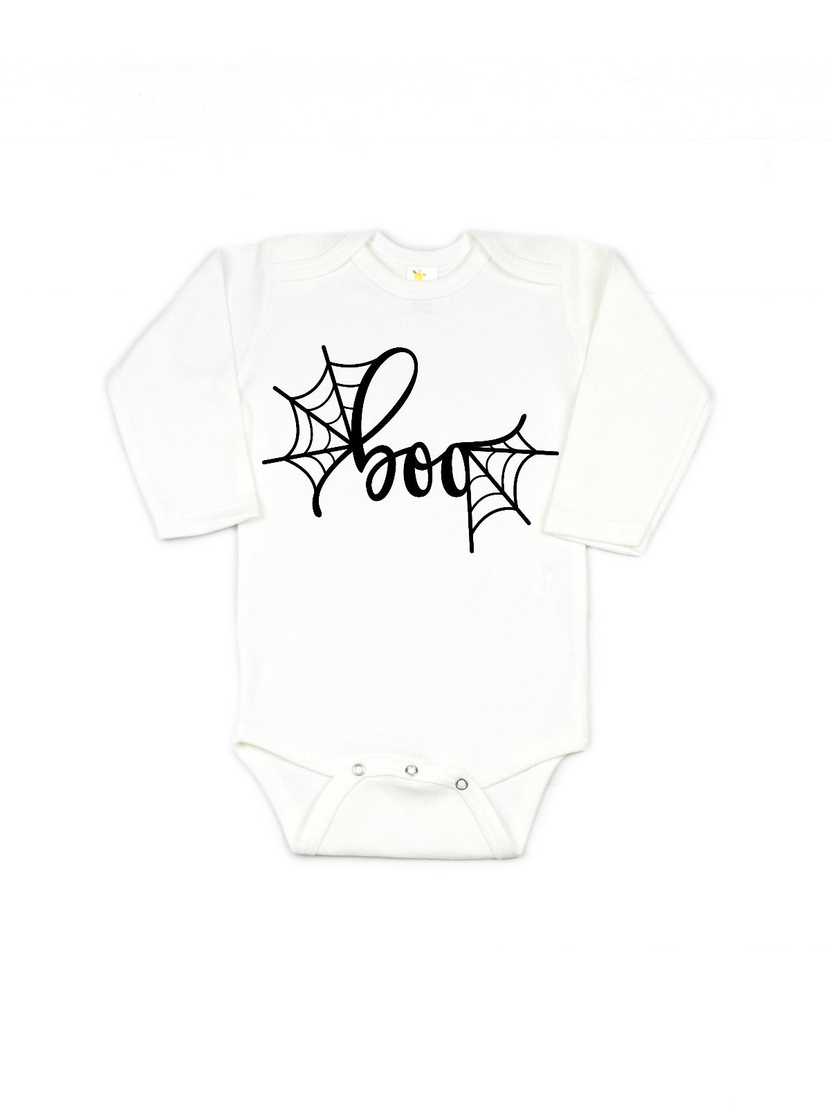 Boo Spiderweb Baby Girl Halloween Bodysuit in White