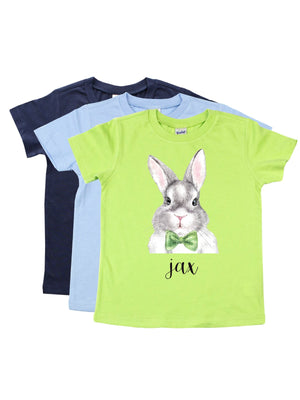 personalized bowtie bunny boys easter shirt