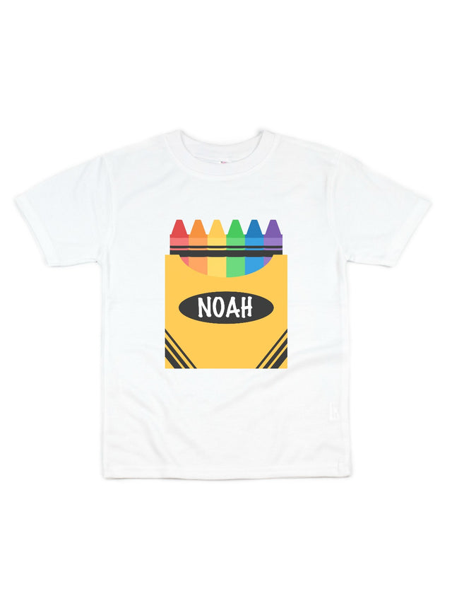 kids personalized crayon box shirt