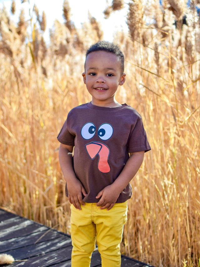 Kids Silly Turkey Face Thanksgiving Shirt