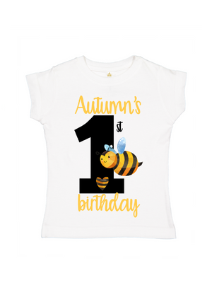 bumble bee birthday shirt in white