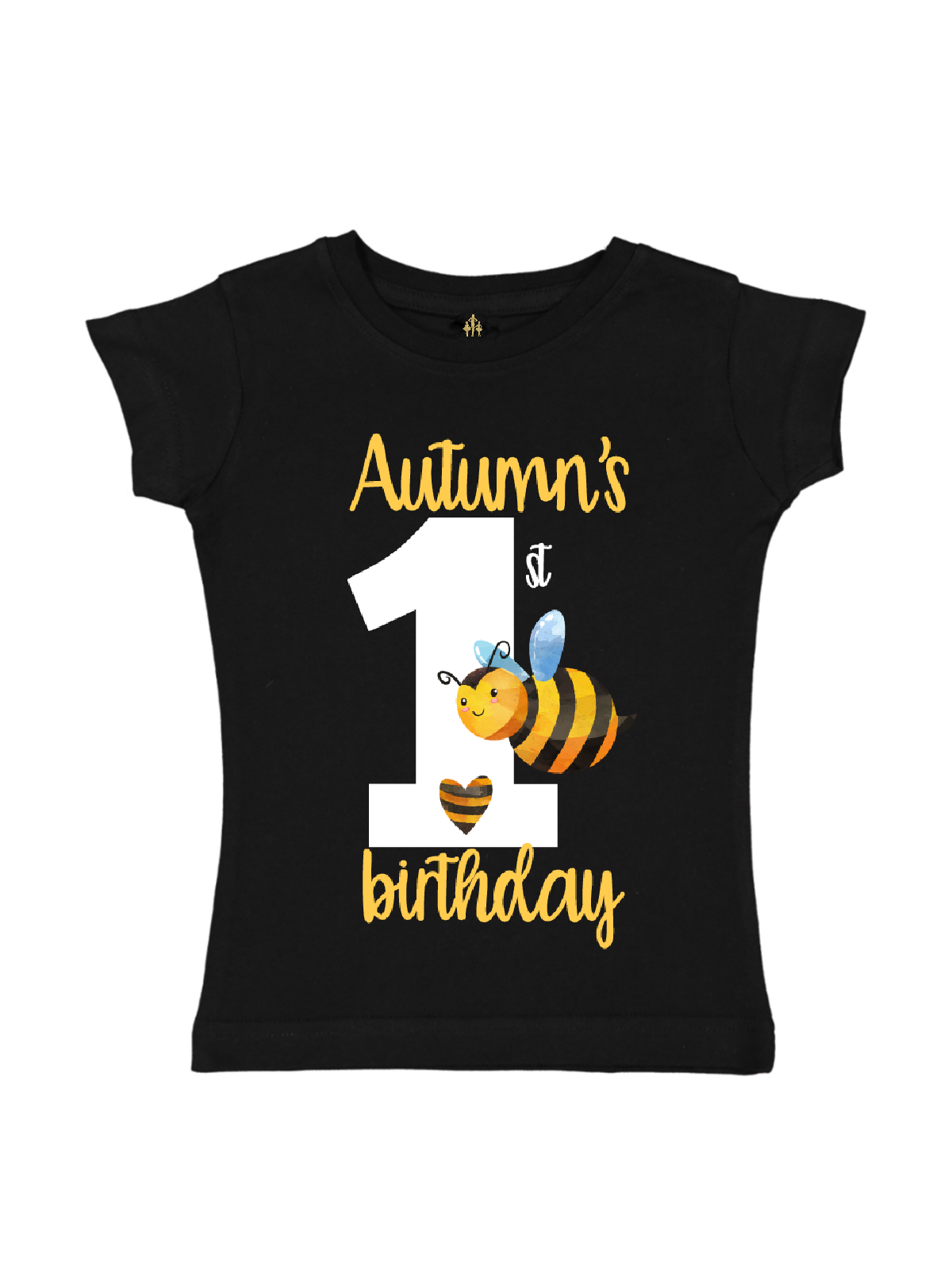 girls black personalized bumble bee birthday shirt