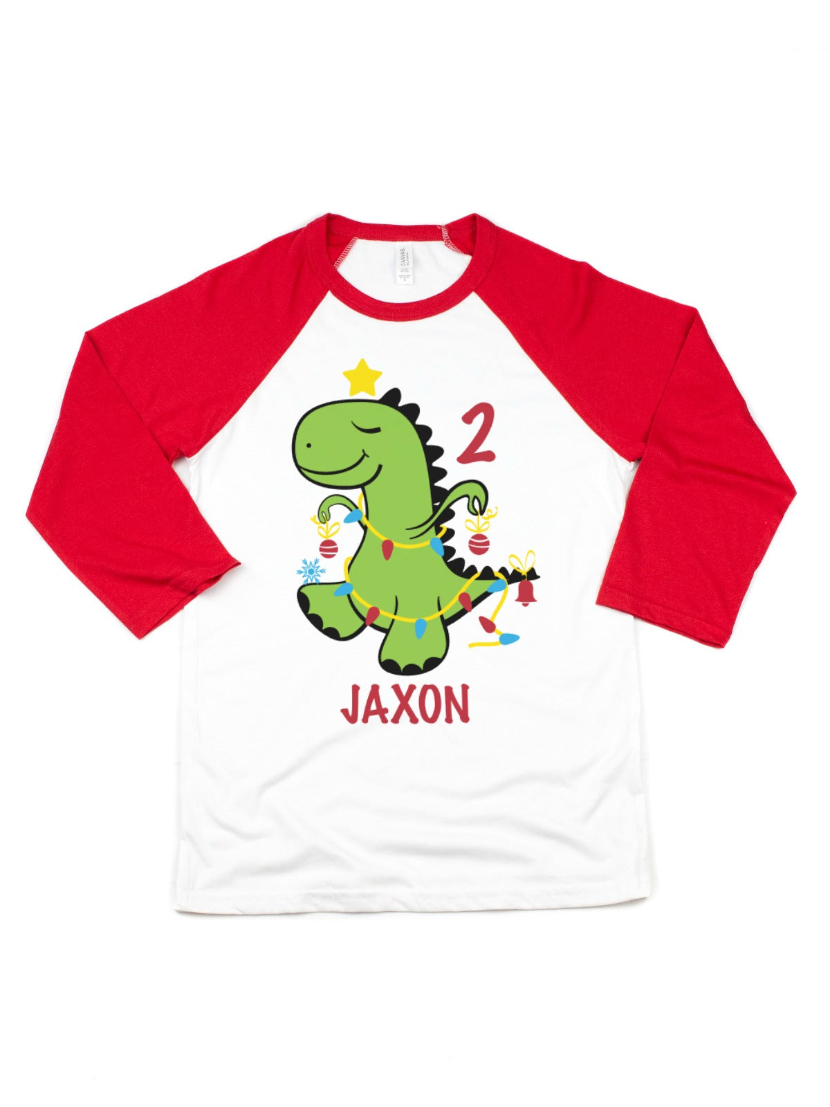 Christmas dinosaur birthday raglan t-shirt
